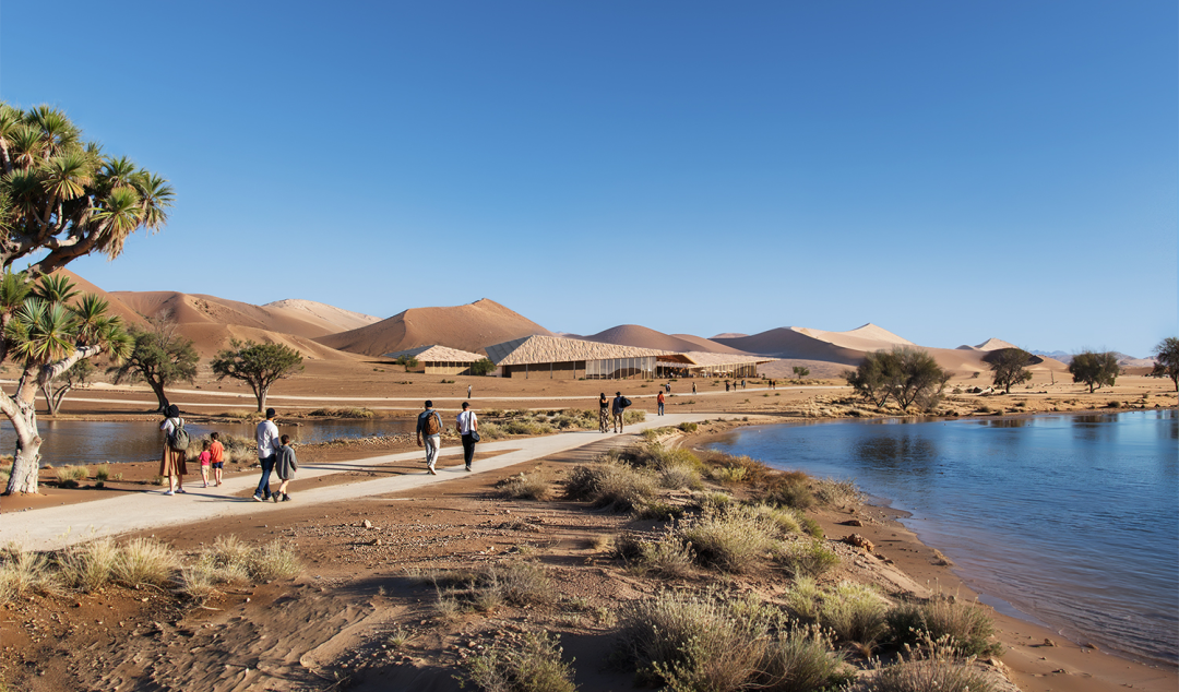 Aedas新作 | 绿洲界面：新疆罗布人村寨湖畔游客中心的视野重构