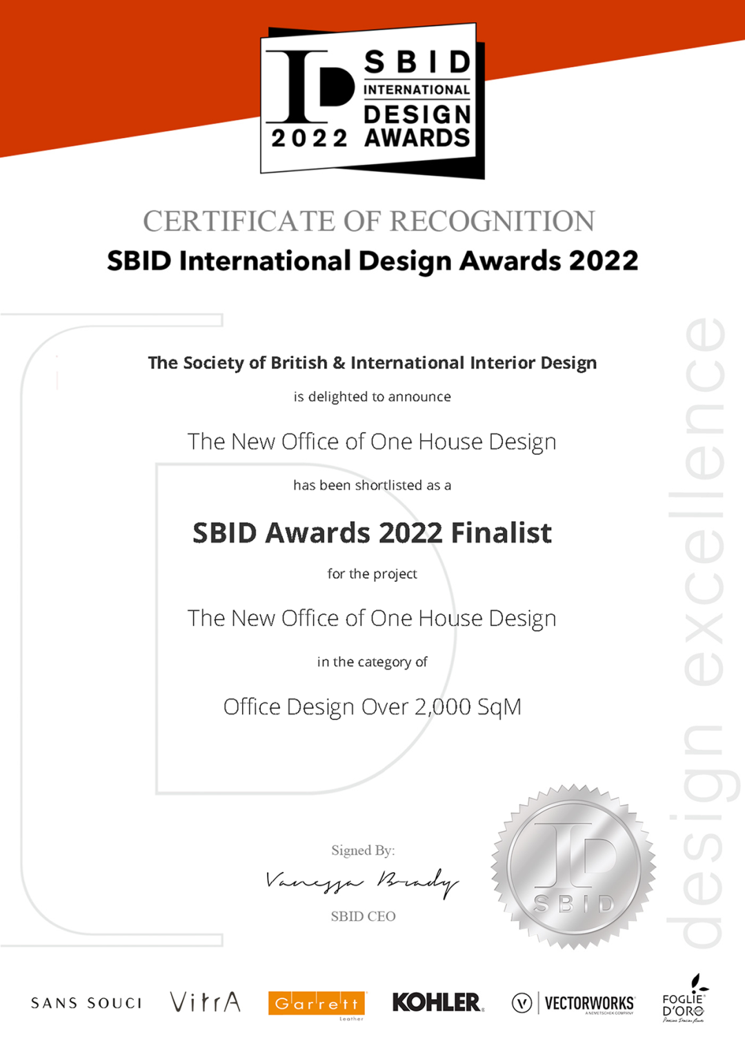 壹舍动态 | 壹舍设计新办公室荣获2022英国SBID国际设计大奖Finalist