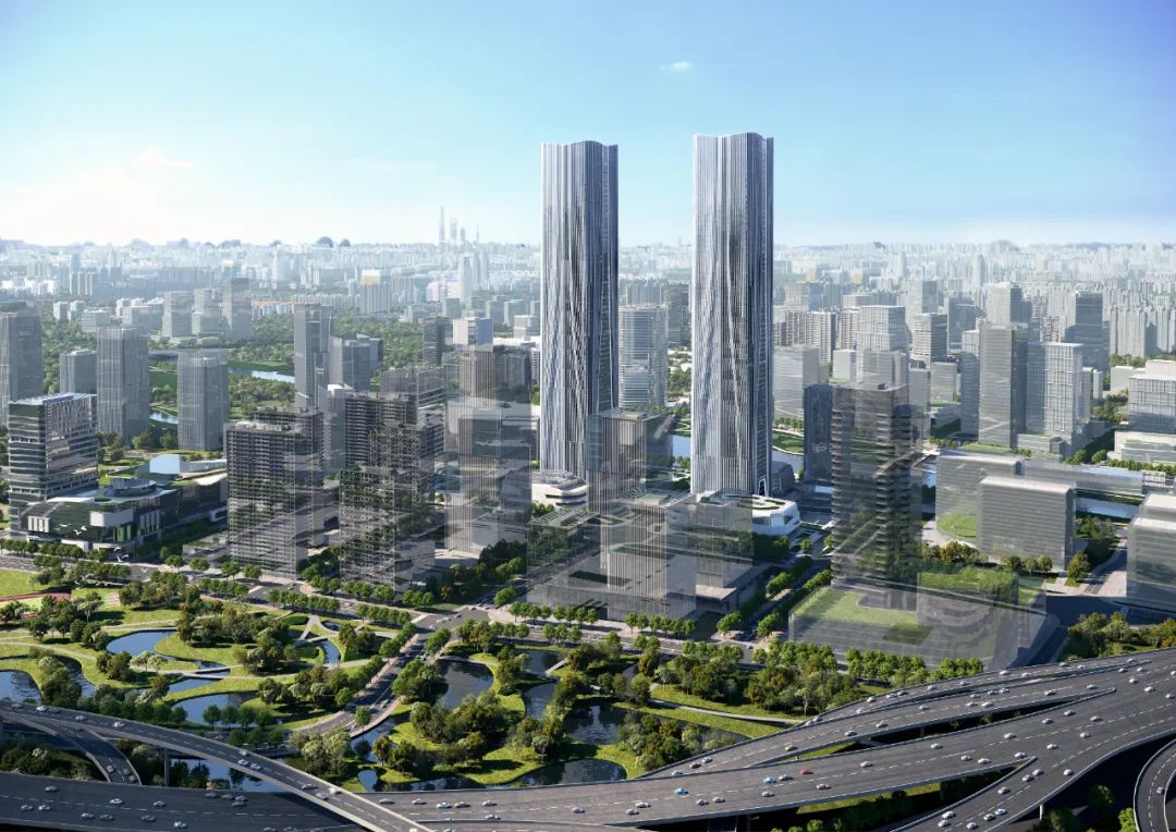 上海在建最高双子塔张江“科学之门”完成结构封顶