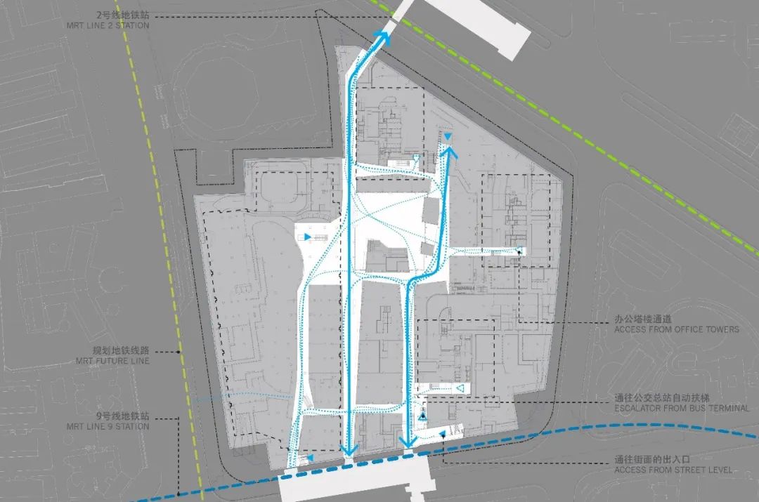 将浦东新区商业和交通配套无缝结合的公共目的地:上海浦东金融广场(上)